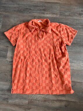Ascot & Hart Textured Orange Polo Shirt Size medium